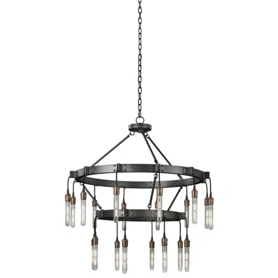 Kalco Stuyvesant 36" Matte Gun Metal 20-light 2-tier Ring Chandelier