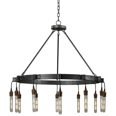 Kalco Stuyvesant 36" Wide Matte Black 12-light Ring Chandelier