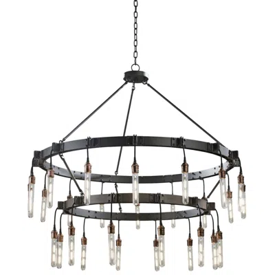 Kalco Stuyvesant 48" Matte Gun Metal 28-light 2-tier Ring Chandelier