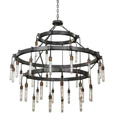 Kalco Stuyvesant 48" Matte Gun Metal 36-light 3-tier Ring Chandelier