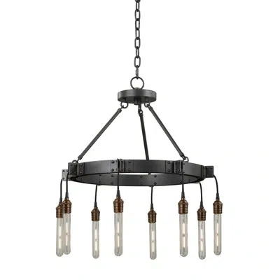 Kalco Stuyvesant 8 Lt Matte Gun Metal Chandelier