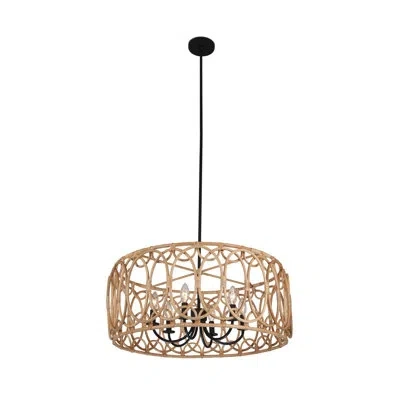 Kalco Tablas 28-in 6 Light Socket Matte Black Chandelier In Neutral