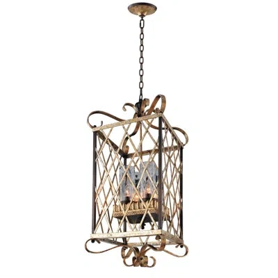 Kalco Trellis 4 - Light Lantern Rectangle Chandelier