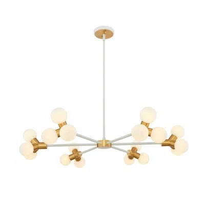 Kalco Tres 18 Lt White And New Brass Chandelier