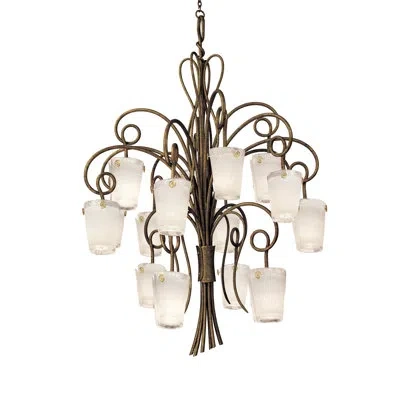 Kalco Tribecca 16 Lt Chandelier  In Tortoise Shell,tribecca Frost Side Glass