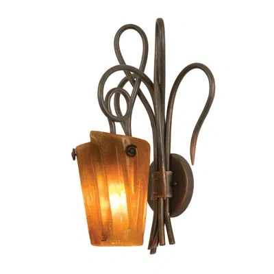 Kalco Tribecca 1-light Wall Sconce In Tortoise Shell,tribecca Frost Side Glass