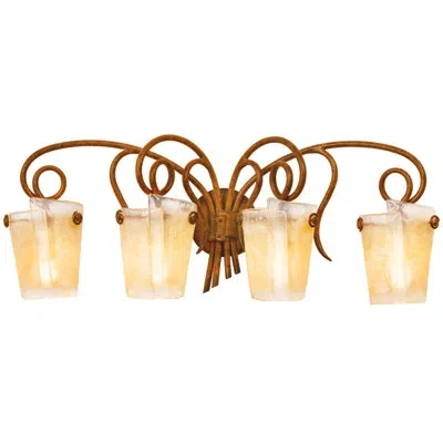 Kalco Tribecca 4 - Light Vanity Light In Antique Copper,side Glass,small Antique Filigree