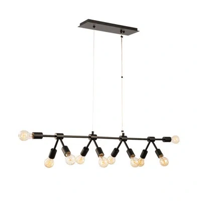 Kalco Union 10 - Light Kitchen Island Linear Pendant In Matte Black