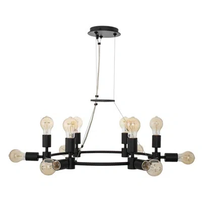 Kalco Union 12 - Light Unique / Statement Wagon Wheel Chandelier In Matte Black