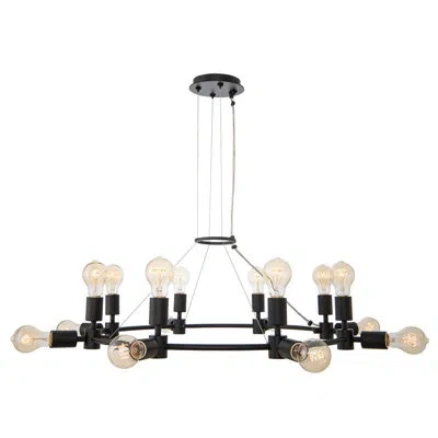 Kalco Union 16 - Light Unique / Statement Wagon Wheel Chandelier In Matte Black