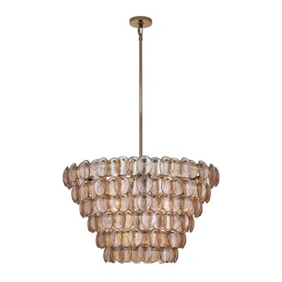 Kalco Uroko 34-in 14 Light Socket Polished Winter Brass Tiered Chandelier In Gold