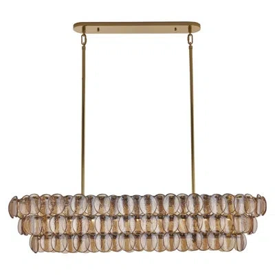 Kalco Uroko 49.5-in 9 Light (40-watt) Polished Winter Brass Linear Pendant In Neutral
