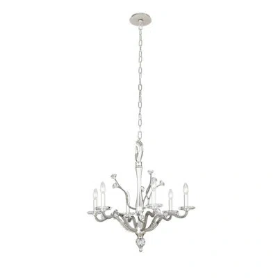 Kalco Venus 6 Lt Pewter Chandelier  In Brass