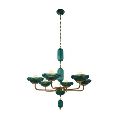 Kalco Verde 6 Lt True Satin Brass Chandelier