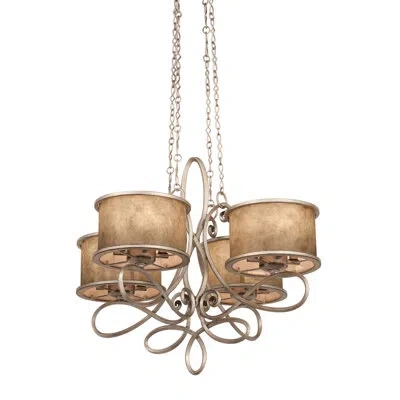 Kalco Whitfield 20-light Shaded Geometric Chandelier In Aged Silver,silver Mica