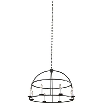 Kalco Wickenburg 8 Lt Black Iron Chandelier