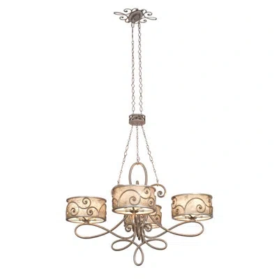 Kalco Windsor 20 Lt Chandelier  In Aged Silver,shade,silver Mica