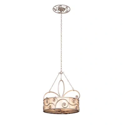Kalco Windsor 4 Lt Pendant  In Aged Silver,shade,silver Mica
