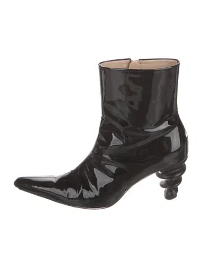Pre-owned Kalda Patent Leather Western Boots In Black