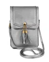 Kaleidoscope Accessories Women's Crossbody Cell Phone Bag In Metallic White In Multi