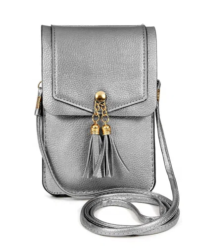 Kaleidoscope Accessories Women's Crossbody Cell Phone Bag In Metallic White In Multi