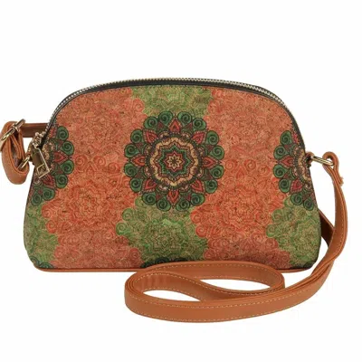 Kaleidoscope Accessories Women's Floral Medallion Print Dome Cork Crossbody Bag In Multi In White