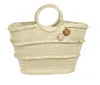 Kaleidoscope Accessories Women's Woven Straw Tote With Round Handle In Creamy Ivory In Multi