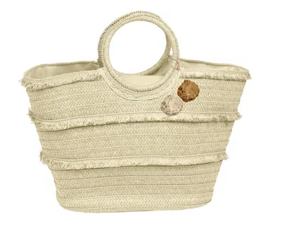 Kaleidoscope Accessories Women's Woven Straw Tote With Round Handle In Creamy Ivory In Multi