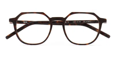 Kaleos Delacorte L C2 Men's Glasses Tortoiseshell Size 53 - Free Lenses - Blue Light Block Available In Matte Dark Brown Tortoise