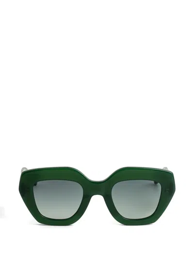 Kaleos Halsey Geometric-frame Sunglasses In Green