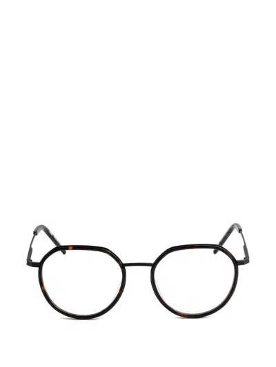 Kaleos Hunham Tortoiseshell-effect Round-frame Glasses In Brown