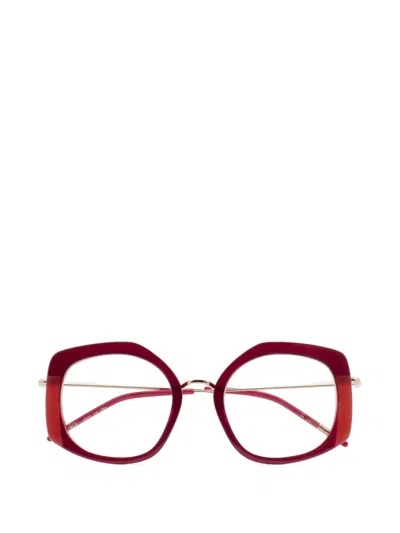 Kaleos Mortimer Geometric-frame Glasses In Red