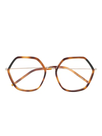 Kaleos Rawlings Big Geometric-frame Glasses In Brown