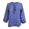 Kali Joshi Women's Blue Peasant Top In Blue