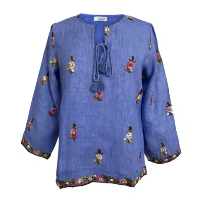 Kali Joshi Women's Blue Peasant Top