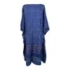 Kali Joshi Women's Boat Neck French Blue Silk Kaftan In Blue