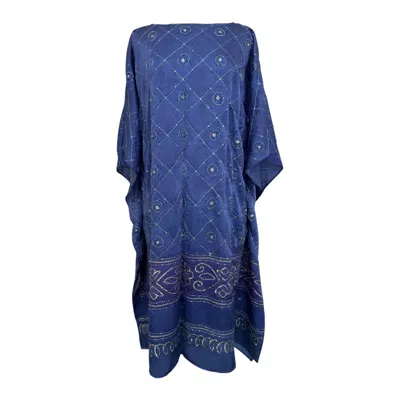 Kali Joshi Women's Boat Neck French Blue Silk Kaftan