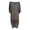 Kali Joshi Women's Boat Neck Vintage Mauve Beaded Silk Kaftan In Gray