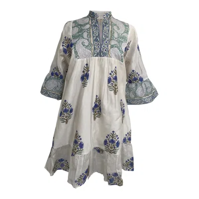 Kali Joshi Women's Green High  Neck Jade Short Dress With Ruffles In Gray