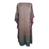 Kali Joshi Women's Grey Boat Neck Rosy Mauve Silk Kaftan In Brown
