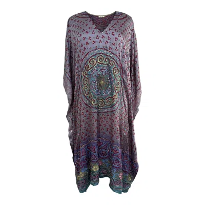 Kali Joshi Women's V Neck Silk Kaftan In Multi