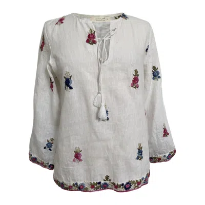 Kali Joshi Women's White Peasant Top