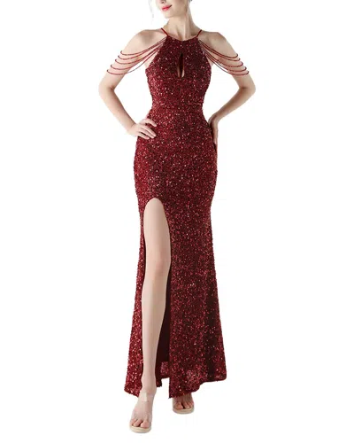 Kalinnu Embellished Sleeveless Maxi Dress In Red