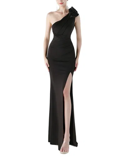 Kalinnu Solid One Shoulder Maxi Dress In Black