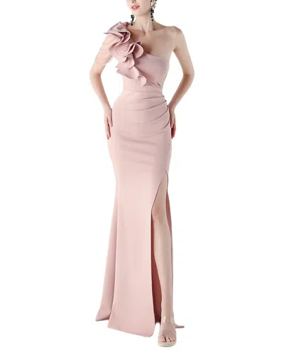 Kalinnu Solid One Shoulder Maxi Dress In Pink