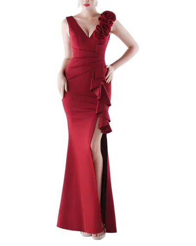 Kalinnu Solid Sleeveless Maxi Dress In Burgundy