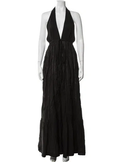 Pre-owned Kalita Halterneck Long Dress In Black