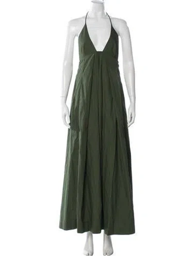Pre-owned Kalita Halterneck Long Dress In Green