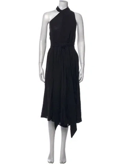 Pre-owned Kalita Halterneck Midi Length Dress In Black