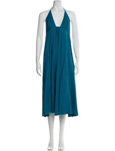 Pre-owned Kalita Halterneck Midi Length Dress In Blue
